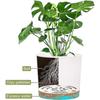 Set of 2 Plant Pots 12cm, Indoor Plant Pots with Drainage Holes and Removable Base, Modern Decorative Saucer for Outdoor Planters (White 12cm)