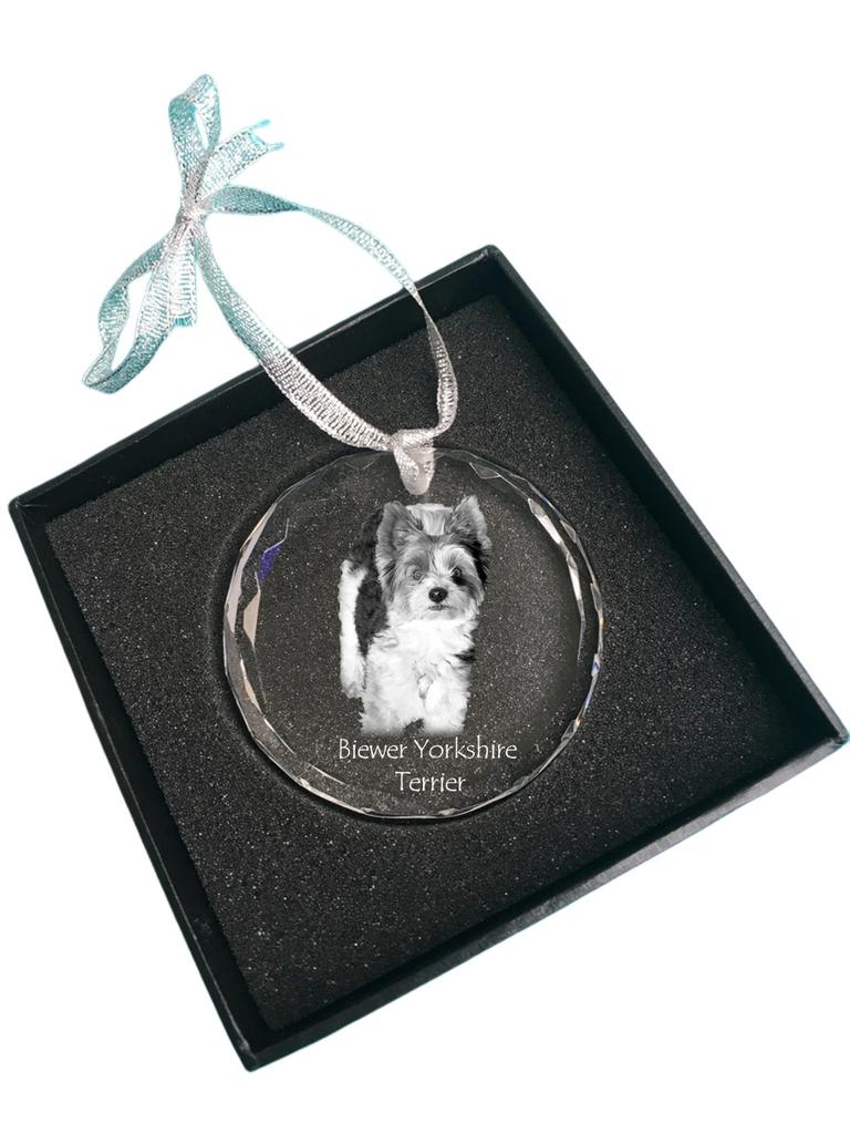 Biewer Yorkshire Terrier - Crystal Bauble with a Photo, Dog Photo In Crystal, Personalized Christmas Tree Ornament by Art-Dog Brand