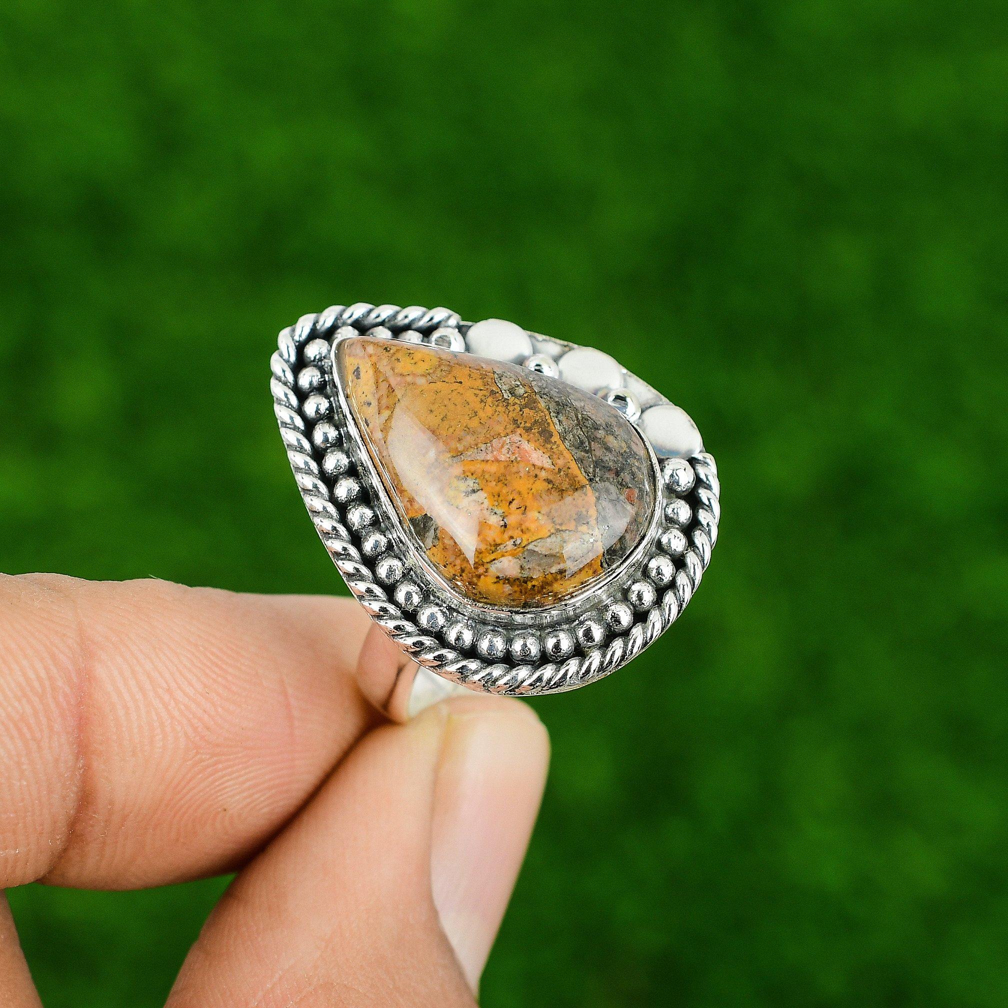 

Mothers day Sale Mookaite Stone Sterling Silver Stackable Art Deco Ring Jewelry Adjustable