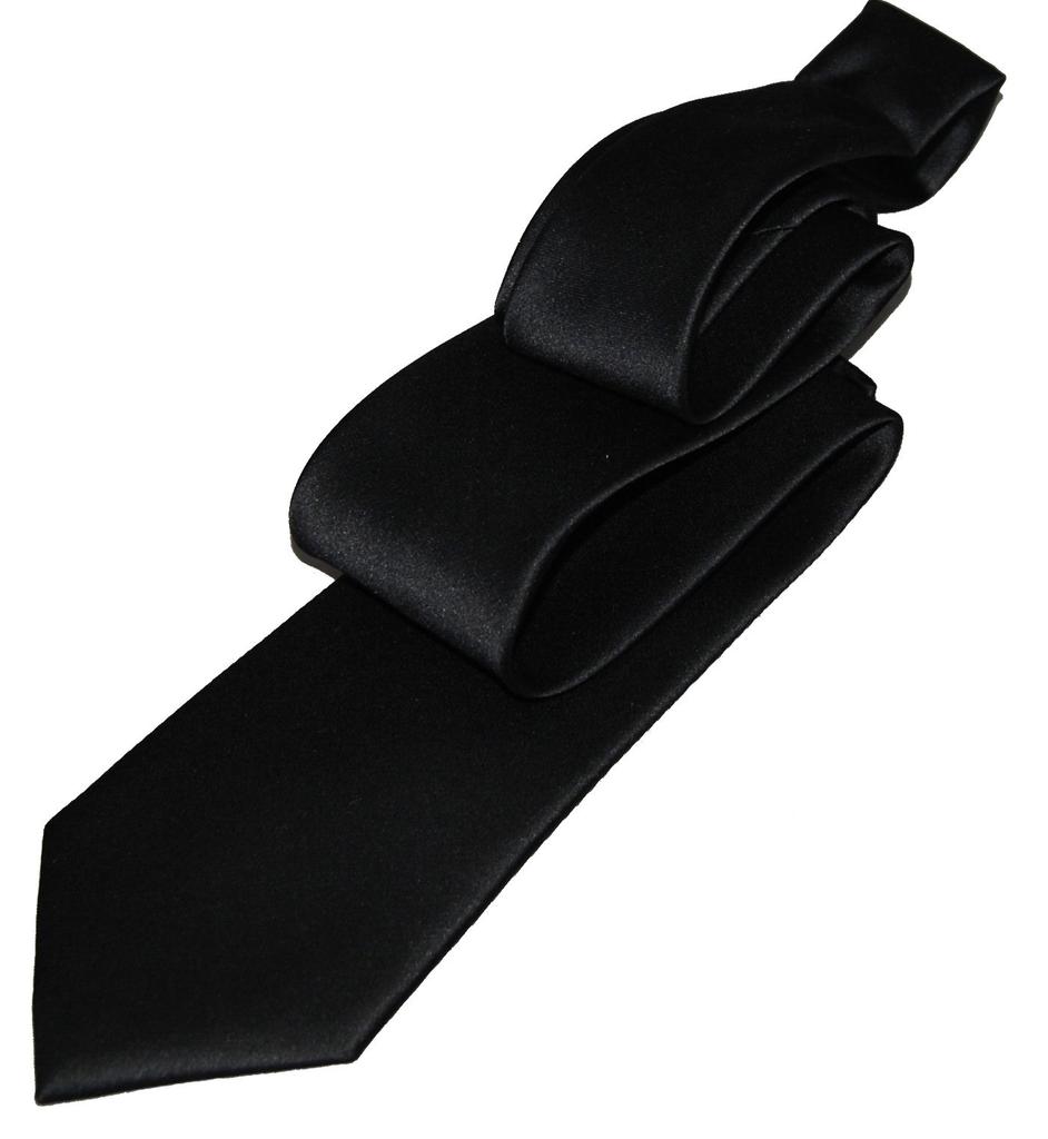 Silk Black Plain Tie, Satin,