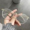 Round Anti Blue Light Glasses for Women Lightweight Brown Frame Eyewear