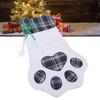 Xmas Stocking Large Capacity   Plaid Pet Foot Hanging Stocking Decoration for Present Bag