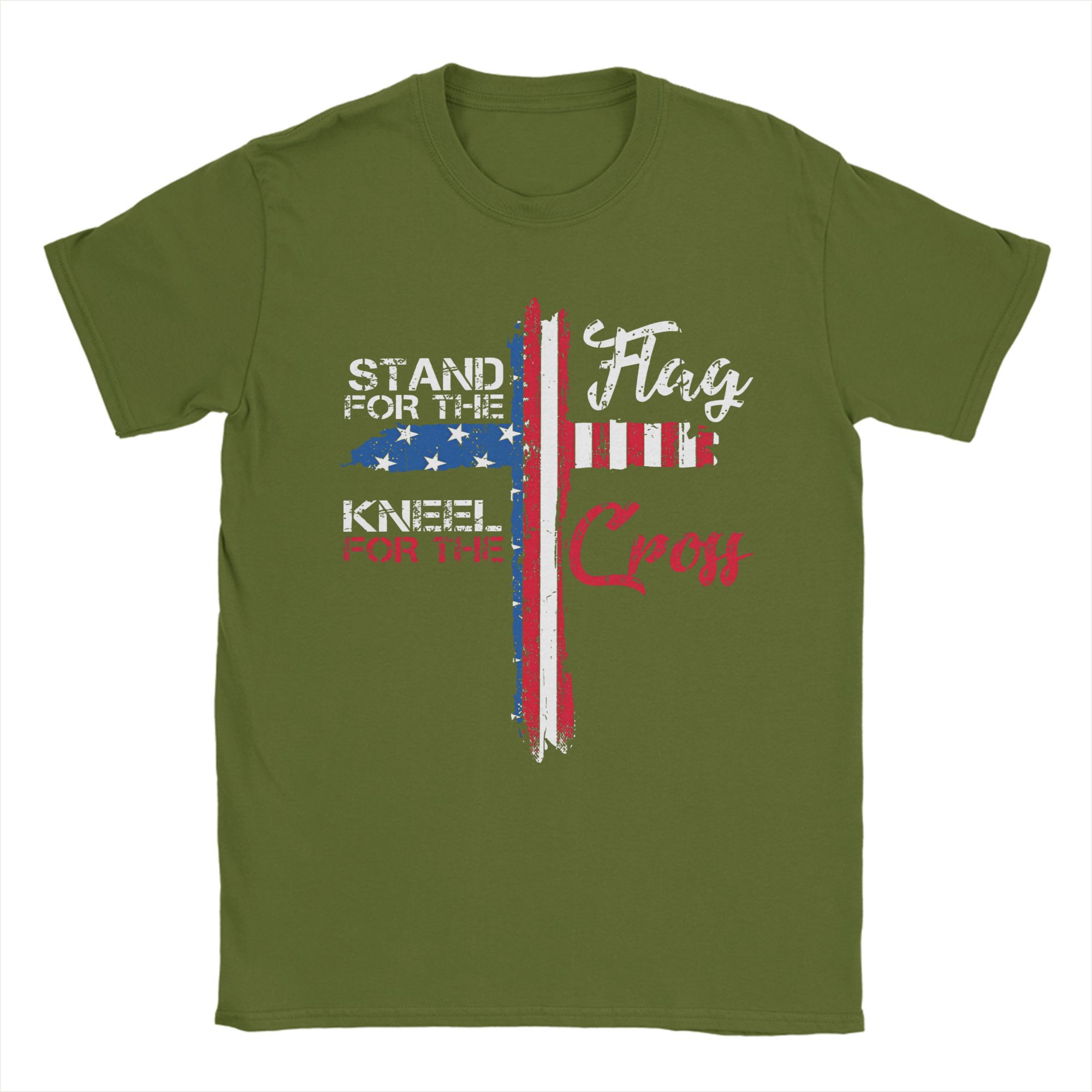 

Stand For The Flag I Kneel For The Cross T-Shirt Summer Cotton T-Shirts For Men Hip Hop Casual Tshirt Short Sleeve Clothing 3XL