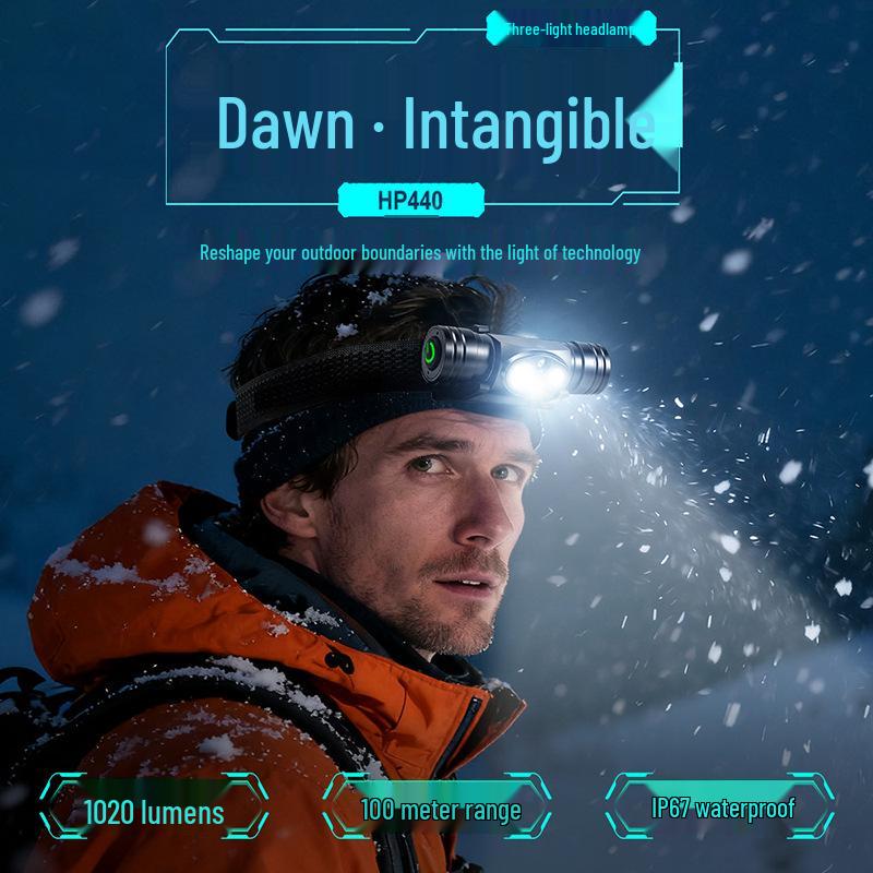 1000 Lumens Aluminum Alloy LED Headlamp with Long Battery Life for Outdoor Mountaineering and Night Fishing