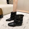 Autumn new American Spice Girl rivet inner height increase pointed trousers short boots women's western cowboy boots Martin boots