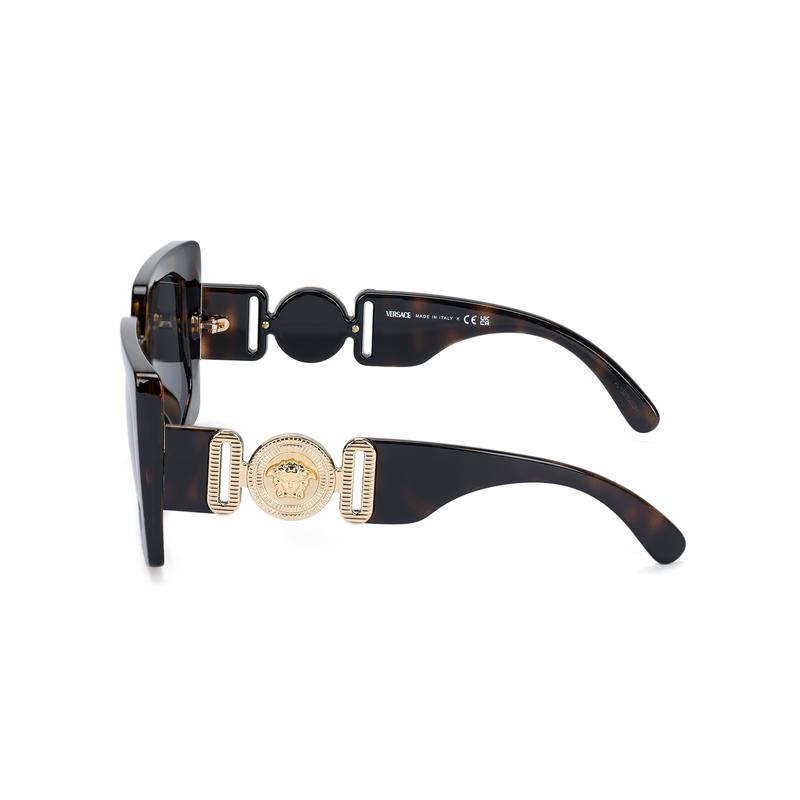 Versace [Available Prescriptions] Logo Square Sunglasses Women's Tortoiseshell 17572475 0VE4478U 108 87-Tortoise 55 - Glasses Case
