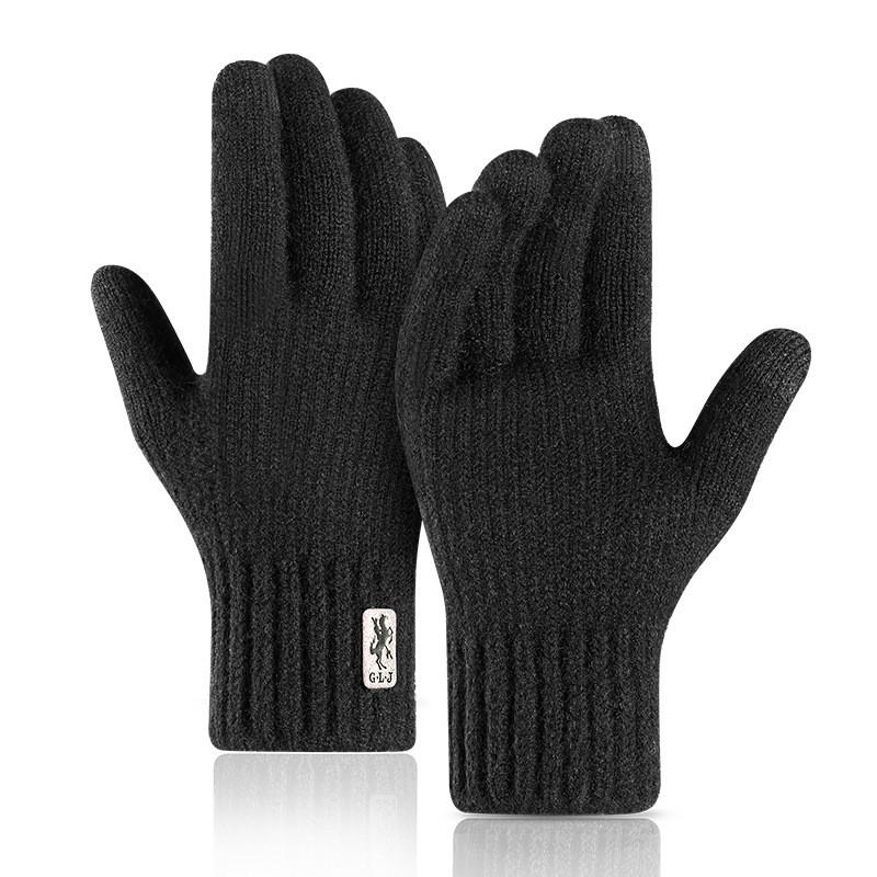 Unisex Winter Cycling Gloves With Touchscreen Compatibility Warm Alpaca Wool Blend Knit Outdoor Riding