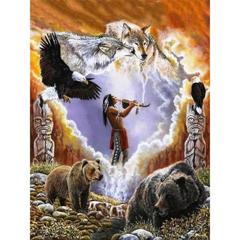 5D DIY Diamond Painting Kit Tribal Figures Art Diamond Embroidery Rhinestones Decorations for Home