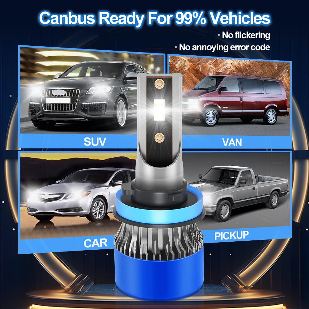 Roadsun 2pcs 9005/HB3 9006/HB4 9007 H1 H4 H7 H11 H13 Bulbs High&Low Lamps 25000LM 150W LED Bulbs CSP Chips With Cooling Fan