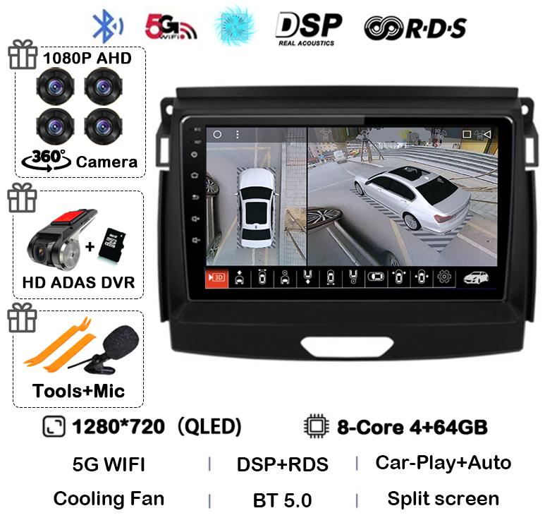 Android 14 Carplay Auto Car Radio Stereo For Ford Ranger 2015 2016 2017 2018 2019 2020 GPS Multimedia Autoradio Player Head unit