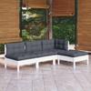 4 Pcs Garden Set with Cushions Pine Wood