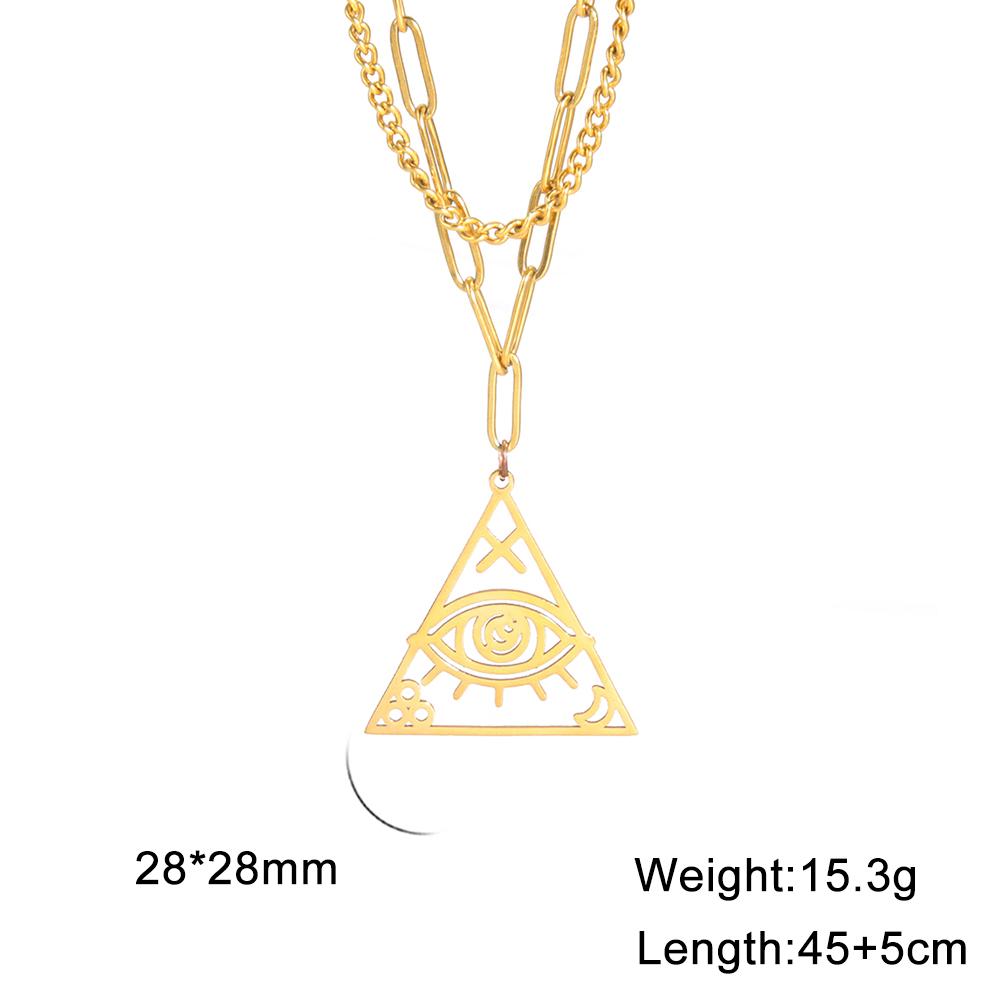 LIKGREAT Vintage Egyptian Egypt Pyramid Women Necklace Evil Eye Triangle Illuminati Pendant Choker Stainless Steel Jewelry