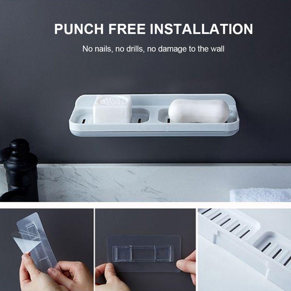 Drawer Suction Double Grid Drain Wall Mounted Storage Rack Hanging Shelf Soap Holder Soap Dishes