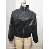 Womens Vintage Inspired Bomber Jacket PU Leather Long Sleeve Loose Fit Streetwear Outerwear
