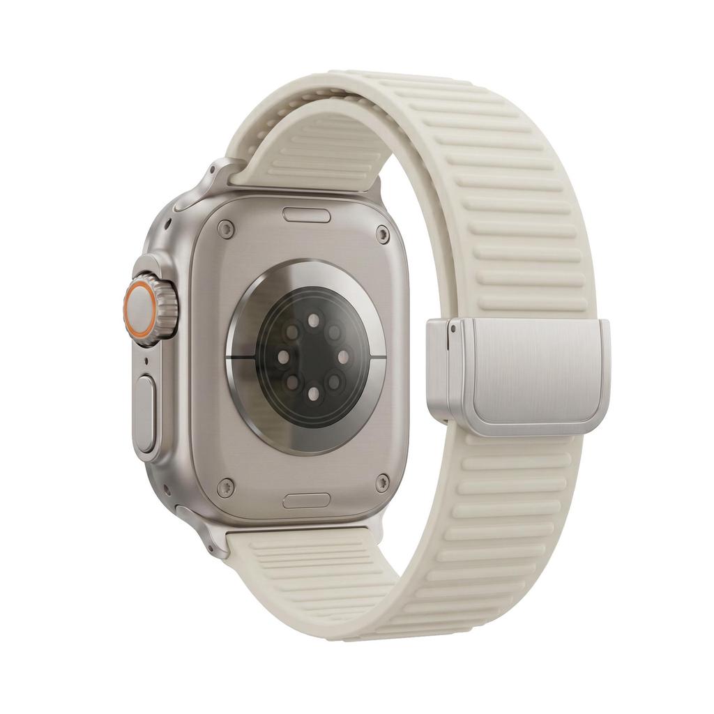 For Apple iWatch 8/9: Mountain Texture Magnetic Loop Silicone Band S11
