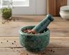 KLEO 5" Diameter Natural Stone Marble Mortar and Pestle Set Spice Grinder, Medicine Masher (Green)