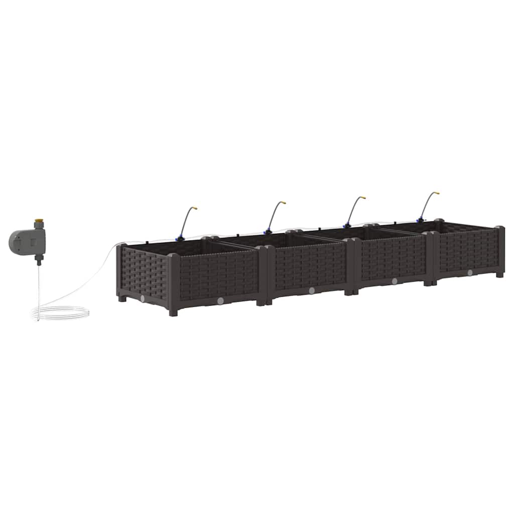 Garden Planter Set 4 pcs Brown 160 x 40 x 22 cm Plastic