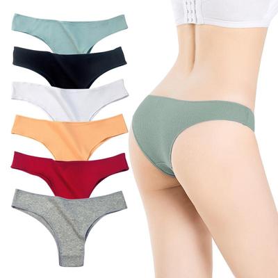 Tangas de algodón para mujer, transpirables, cómodas, de cintura baja, con espalda en T