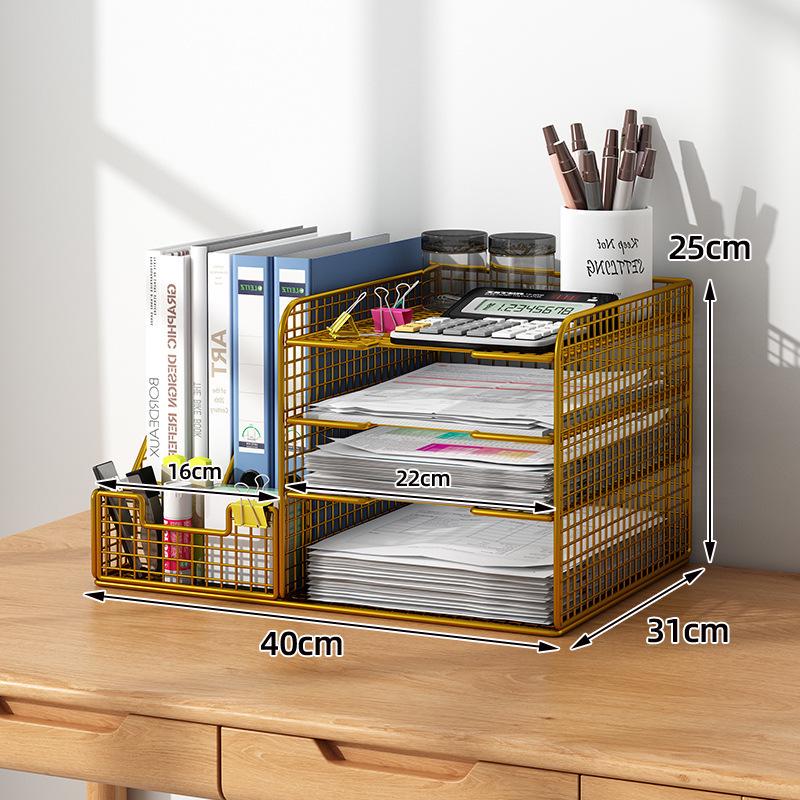 Multi-Layer Desktop Bookshelf Organizer: Large Capacity File and Paper Storage Rack