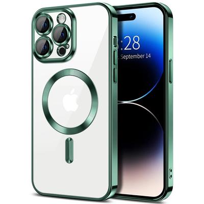 Magsafe Bezdrátové Nabíjecí Pouzdro pro IPhone 15  14 13 12 11 Pro Max Plus Pokovení Průhledné TPU Měkký Ochranný Kryt Objektivu