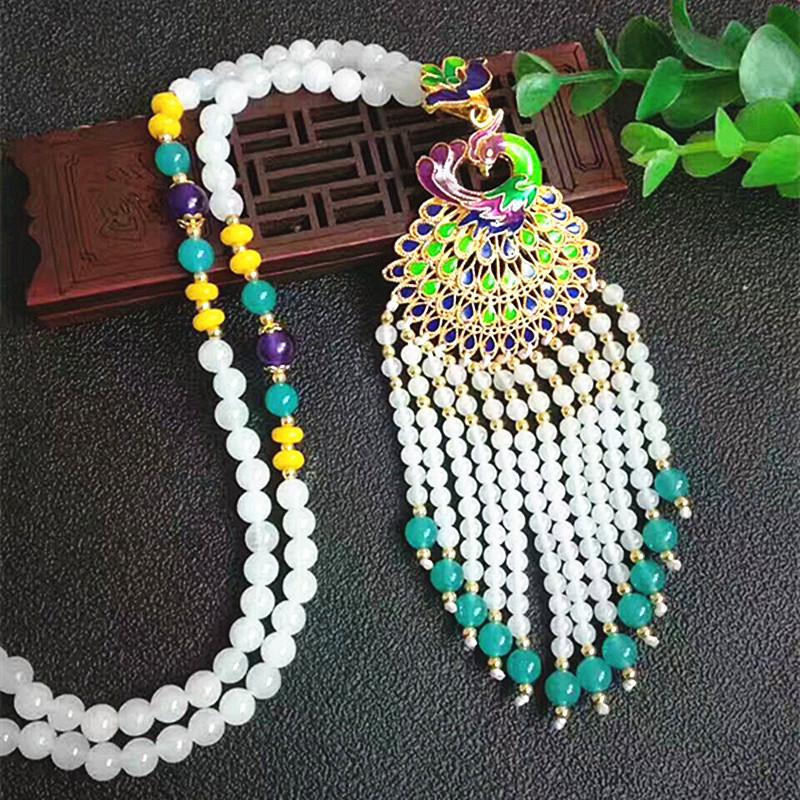 Ethnic Style Peacock Cloisonné Sweater Chain Accessory Peacock