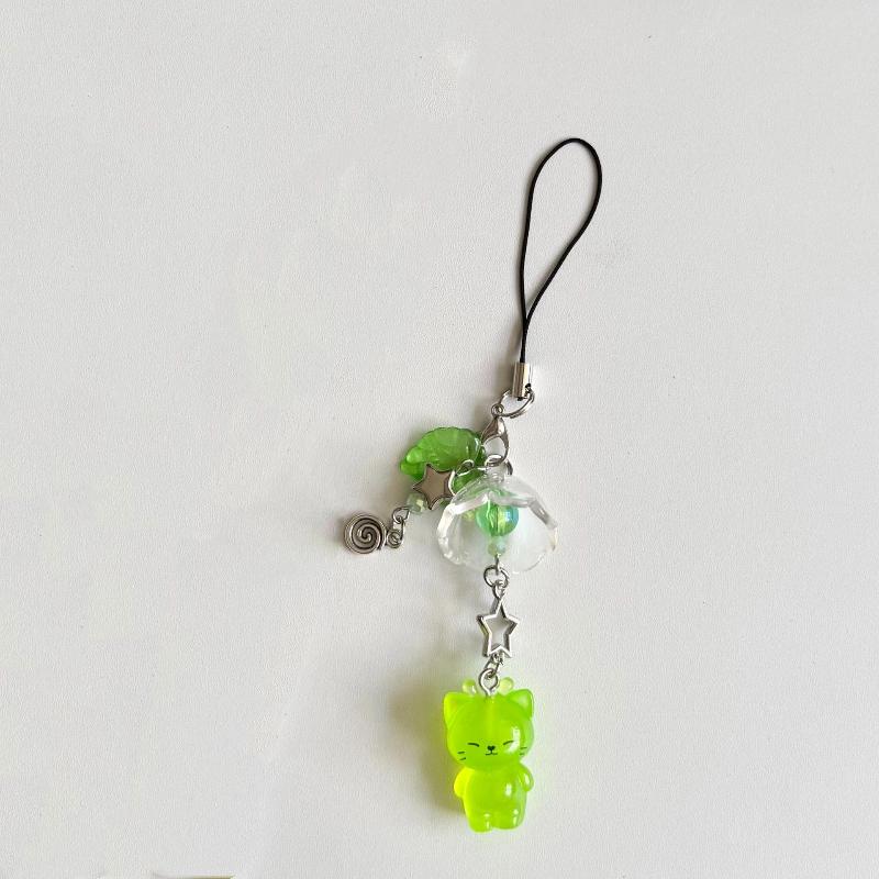 Cute Luminous Alien Cat Keychain Resin Mobile Phone Pendant Bag Charm Backpacks Purses Pendant Party Gift A1