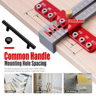 Drill Guide Punch Locator Template Ruler Adjustable Woodworking Drilling Locator for Cabinet Handles and Pulls Hole Punch Tool