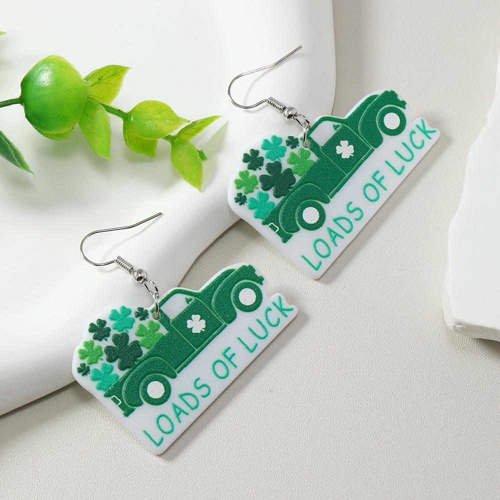 St. Patrick s Day Shamrock Rainbow Hat Earrings