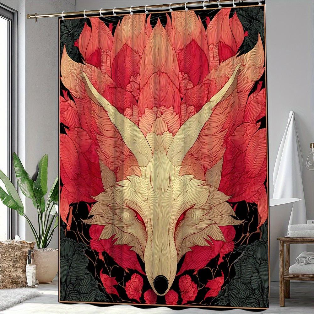 1pc Fox Pattern Shower Curtain Animal Theme Exquisite Design Bathroom Decor Polyester Fabric with 12 Hooks 70. 8x70. 8 Inches