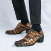 Luxury Brown Men's High Heel Shoe Pointed Leather Dress Shoes for Men Height Increasing Wedding Formal Shoes Men Oxfords