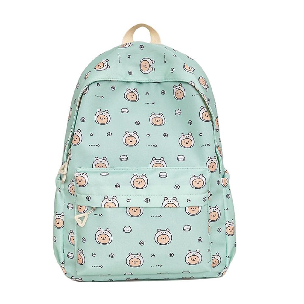 

New Cartoon Capybara Backpack Elephant Nylon School Bags Large Capacity Waterproof Book Bag Teenagers зелёный