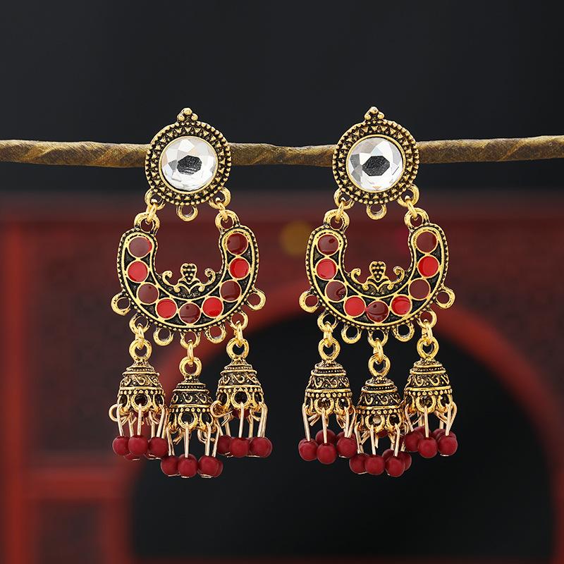 

Винтажные индийские серьги-фонарики с птицами, серьги с бахромой и шипами, женские серьги с преувеличенной личностью и темпераментом, тибетские серьги