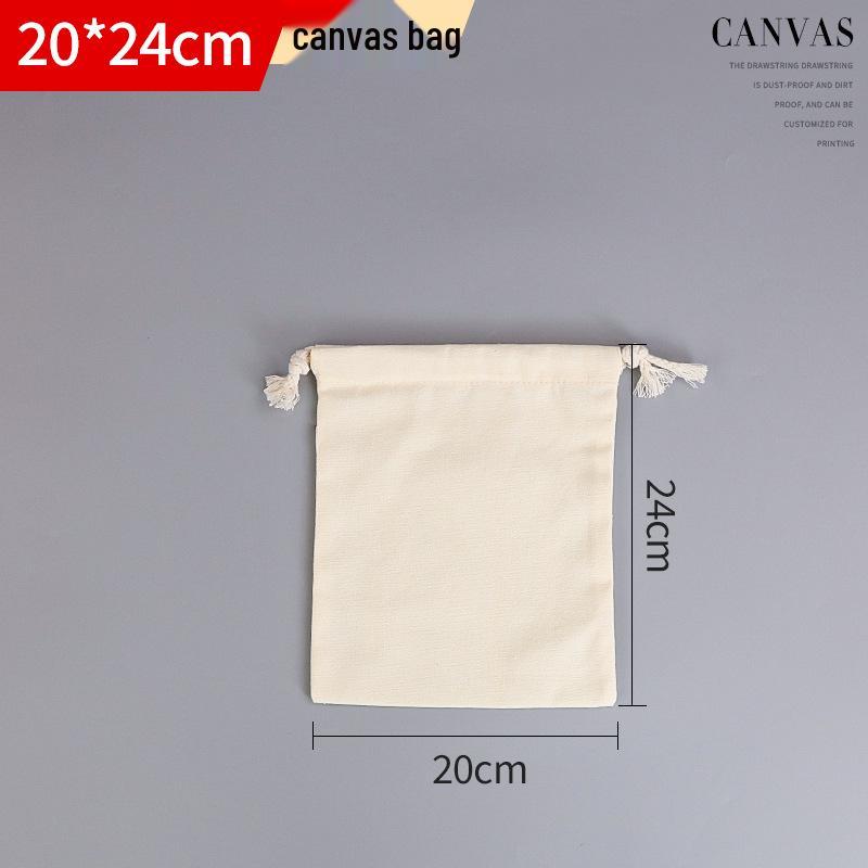 Customizable Thick Canvas Drawstring Bag - Festival Souvenir, Wear-Resistant, Small Size, White Cotton