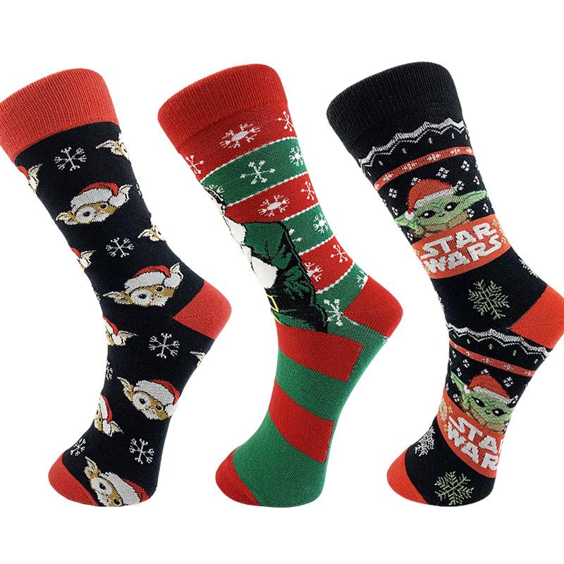 Calcetines Navideños de Media Caña de Yoda - Calcetines de Punto de Algodón Modernos para Hombres y Parejas