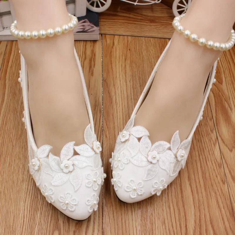 Women Pumps PU Lace  3 5 8 CM Thin Heels New Fashion Bride High-heeled Party Bridesmaid Group White Wedding Shoes Woman Shoe