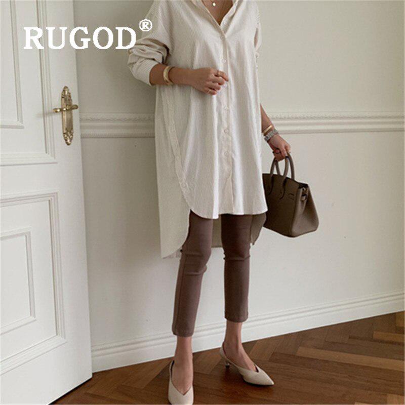 2025 Korean Loose Casual Mid-length Vertical Striped Shirt