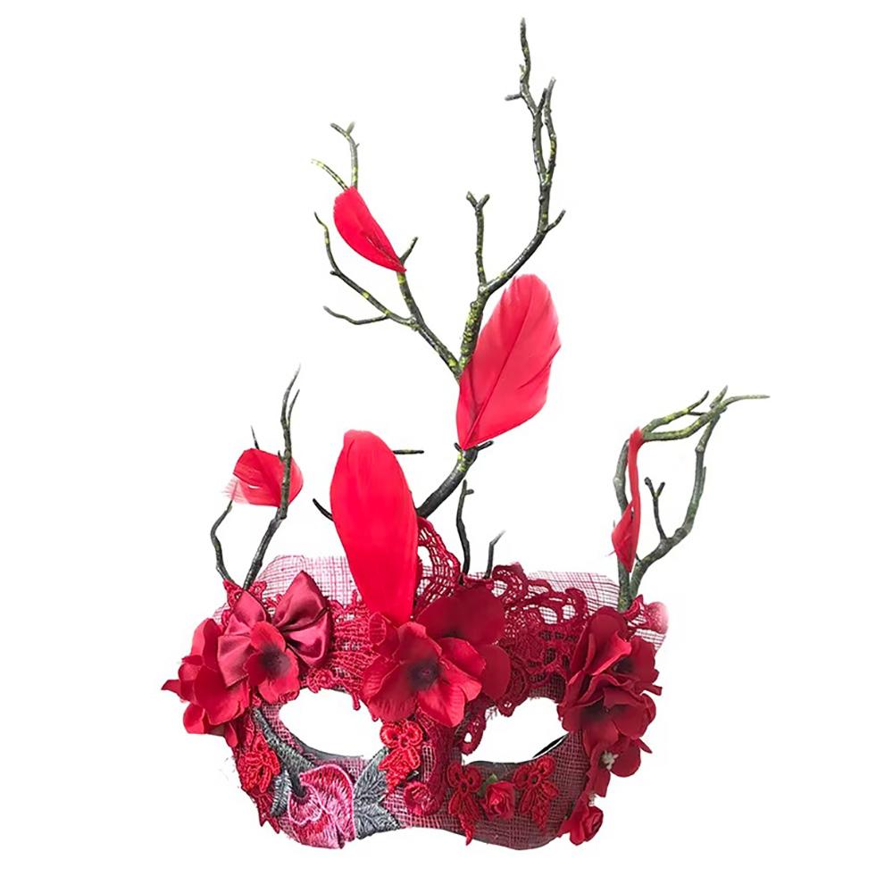 Maskenballmaske für Damen Venezianische Masken Weihnachten Damen Blumen Halbgesichtsmasken Augenmaske Cosplay Spitze Blumenastmaske