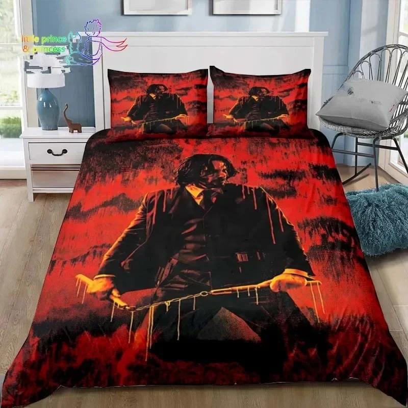 Thriller Film John Wick Bedding Set Single Twin Full Queen King Size Bed Set Adult Kid Bedroom Bedding Gift