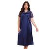 Plus Size Womens Lightweight Satin Sleep Dress With V-Neck Short Sleeve Loose Nightgown Home Wear