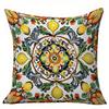 1/4pcs 2D Flat- Bohemian Sicilian Lemon Floral Throw Pillow Cover Home farmhouse outdoor decoration cushion cover