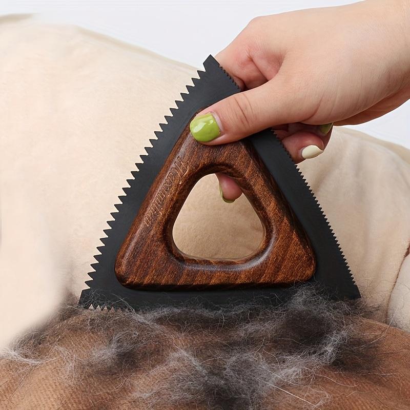 Wood Pet Hair Remover Brush with Handle , Portable Hard Bristle Lint Shaver for Dogs , Cats, Furniture, Bedding , Clothing , Durable Wood