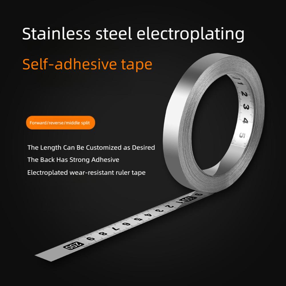 Self-Adhesive Stainless Steel Workbench Ruler Tape Desk Steel Flexible Scale Sticker Adhesive Tape Measure DIY Improvement Tool