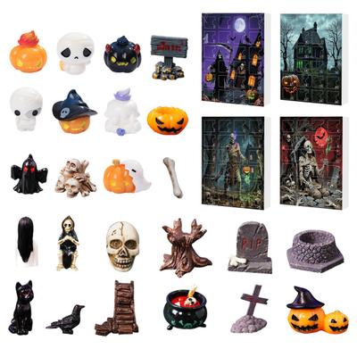 Halloween Advent Calendar 24 Days Countdown To Halloween Decoration 24 Pcs Scary Doll Collectible Figures Gifts for Kids Teens Adults