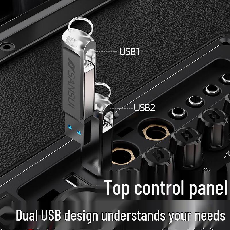 SANSUI E15 Portable Outdoor Karaoke Speaker with 12-inch Bass and Dual Microphones