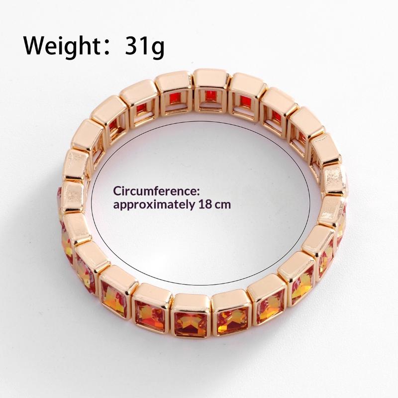 Neuheiten Geometrisch Bohemian Regenbogen Glas Kristall Dehnbar Stretch Tennisarmband Mode Vergoldeter Schmuck Für Frauen