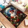 Santa Claus with Holly and Christmas Ornaments Patterned Carpet, Non Slip Mat Suitable for Living Room and Bedroom Sofas