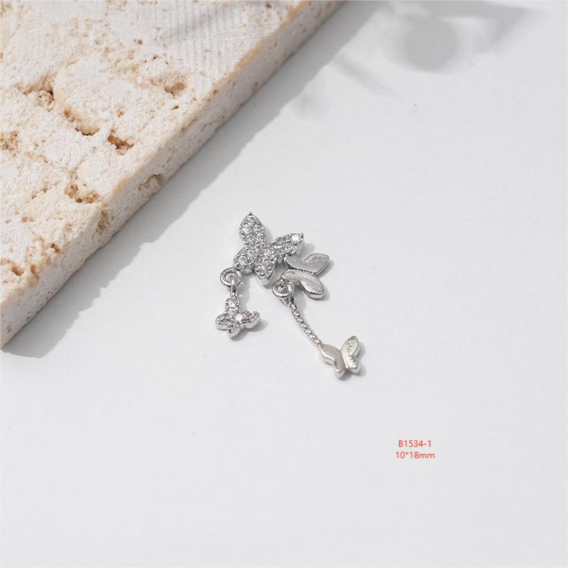 LZ16 Luxus Metall Schmetterling Zirkon Nagel Schmuck