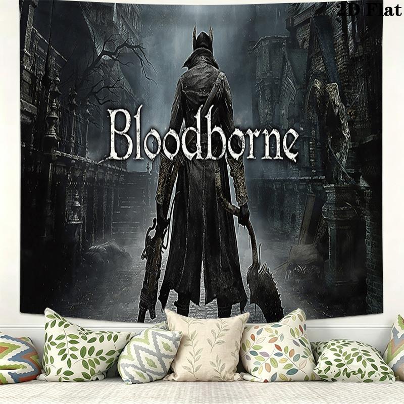 Bloodborne Wall Tapestry Aesthetic Wall Hanging Printed Fabric Blanket Decorative Tapestries for Bedroom Living Room Home Decor