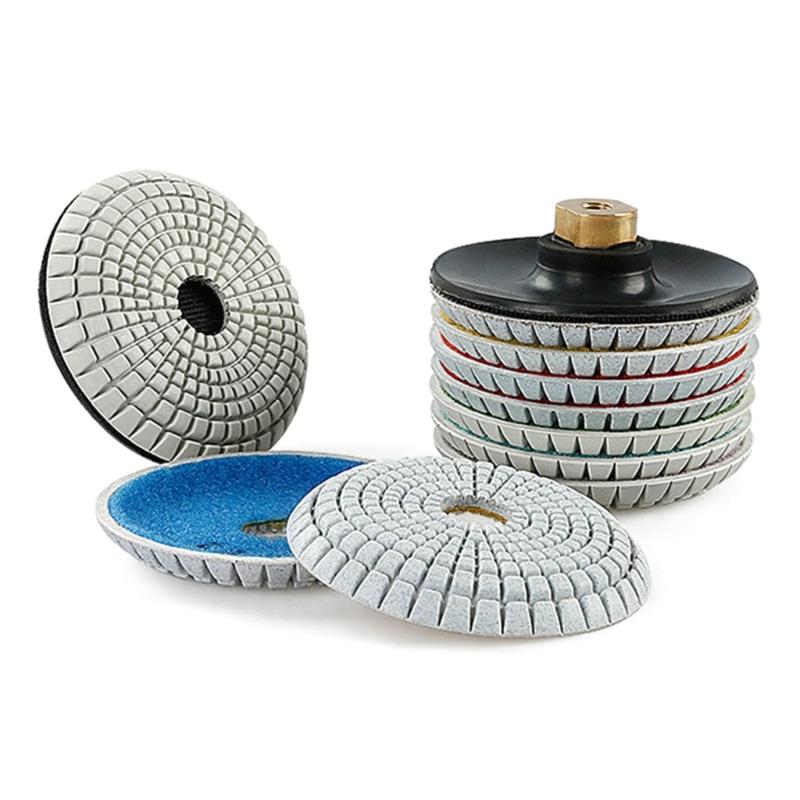 7Pcs Professional 100mm Metal Resin Wet Polishing Pad Set For Marble Stone Tile Grinding Finishing Polishing