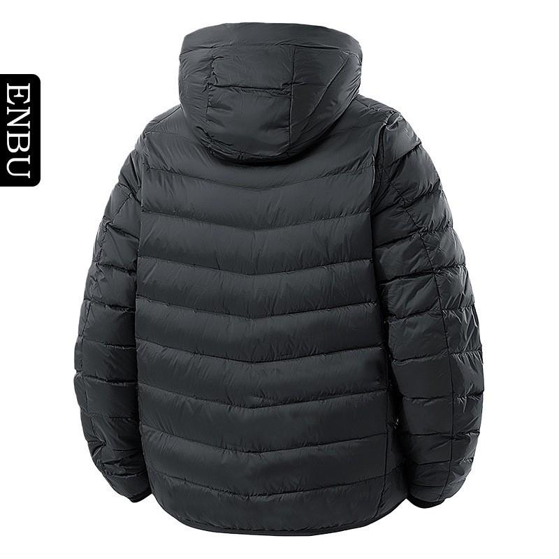 Mens Lightweight Hooded Down Jacket 90% White Duck Fill Loose Fit Casual Winter Coat Youth